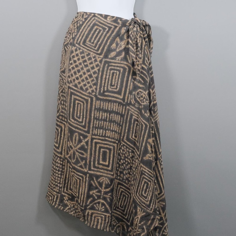 Lauren Ralph Lauren Geometric Print Midi Skirt - Brown and Tan